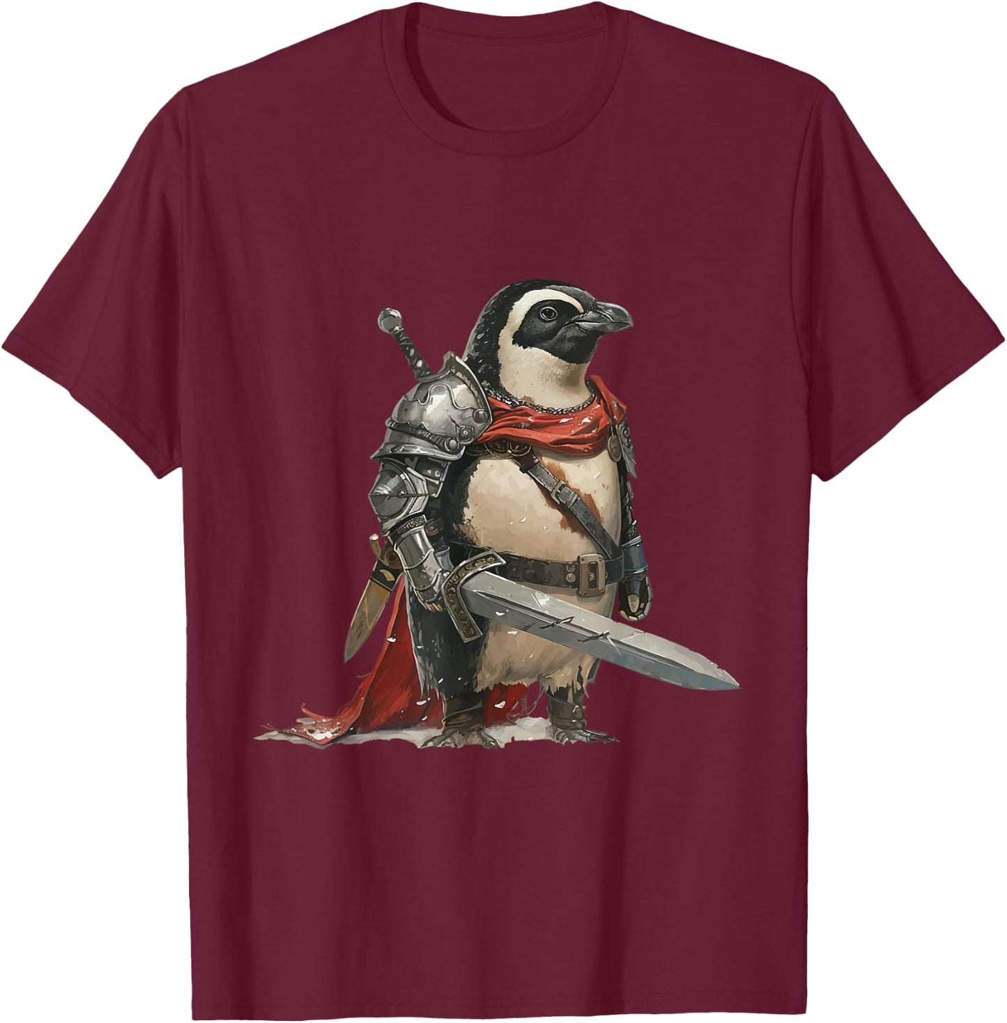 Penguin Knight Middle Age T-Shirt - T-Shirt | Maroon