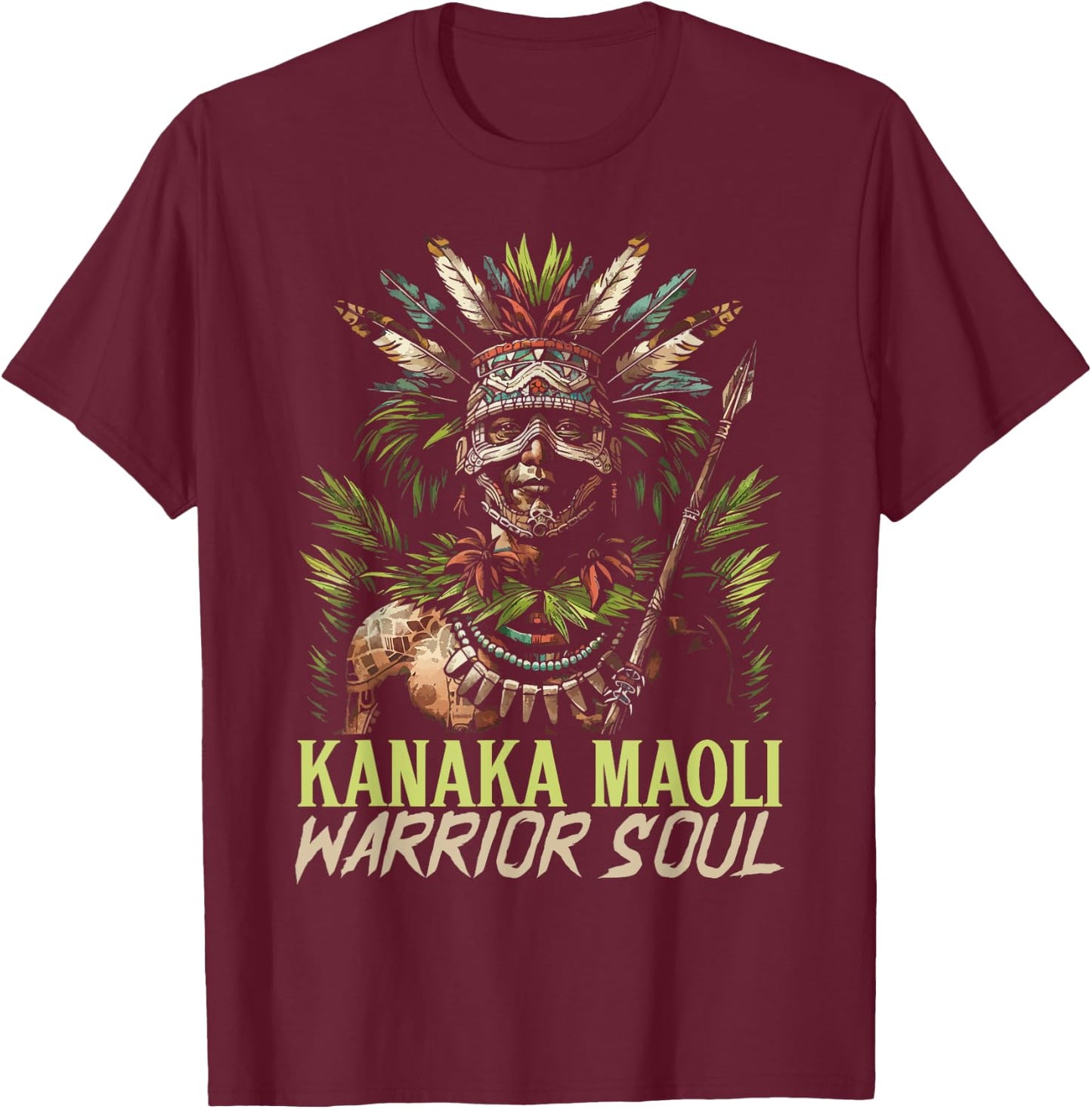 Kanaka Maoli Warrior Native Hawaiian Islands Hawaii Flag T-Shirt - T-Shirt | Maroon