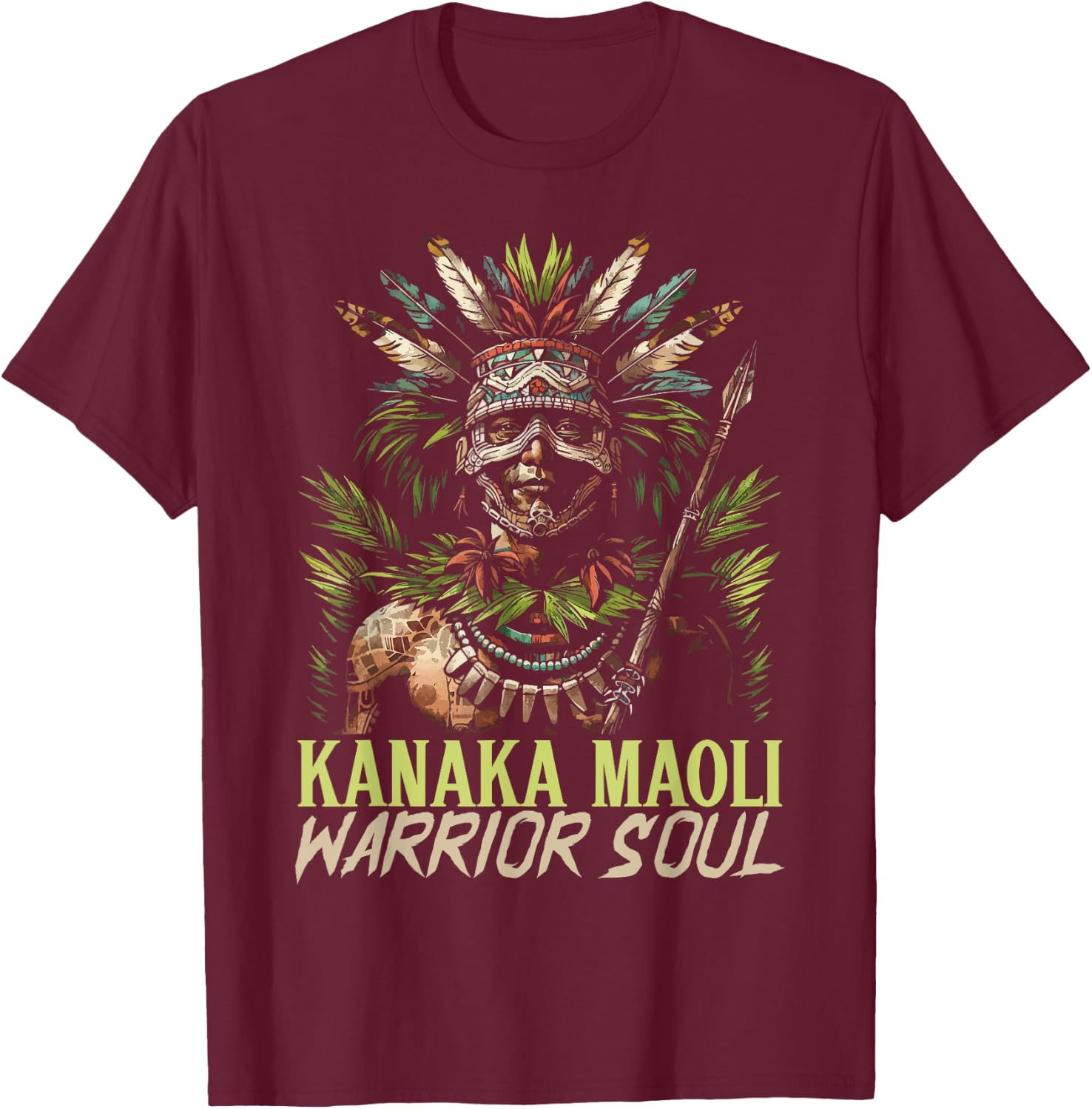 Kanaka Maoli Warrior Native Hawaiian Islands Hawaii Flag T-Shirt - T-Shirt | Maroon