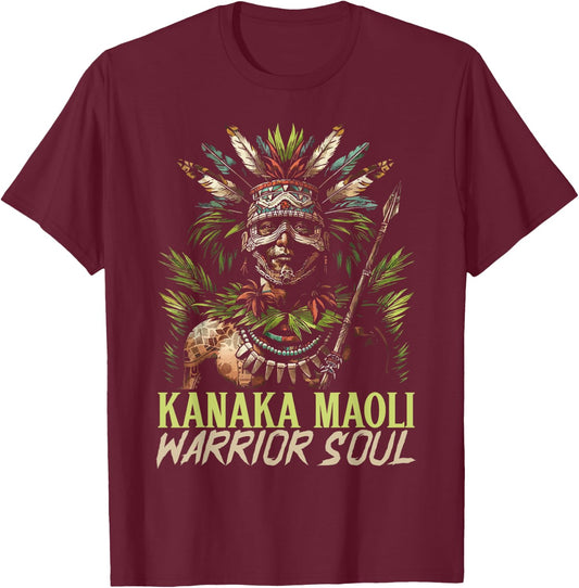 Kanaka Maoli Warrior Native Hawaiian Islands Hawaii Flag T-Shirt - T-Shirt | Maroon