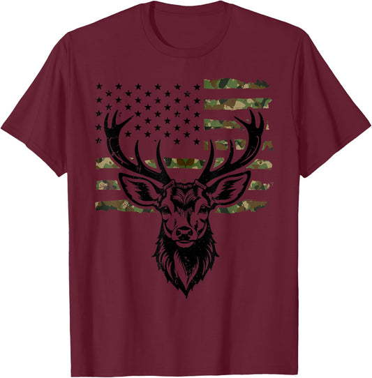 American flag deer hunting USA hunt vintage design for dad T-Shirt - T-Shirt | Maroon