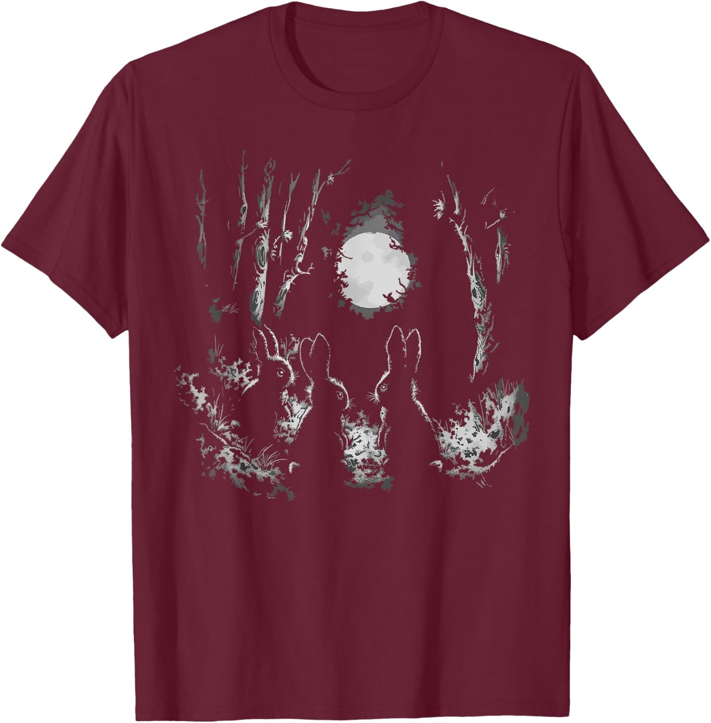 Bunny Rabbits Alt Goth Dark Grunge Creepy Cute Horror Forest T-Shirt - T-Shirt | Maroon