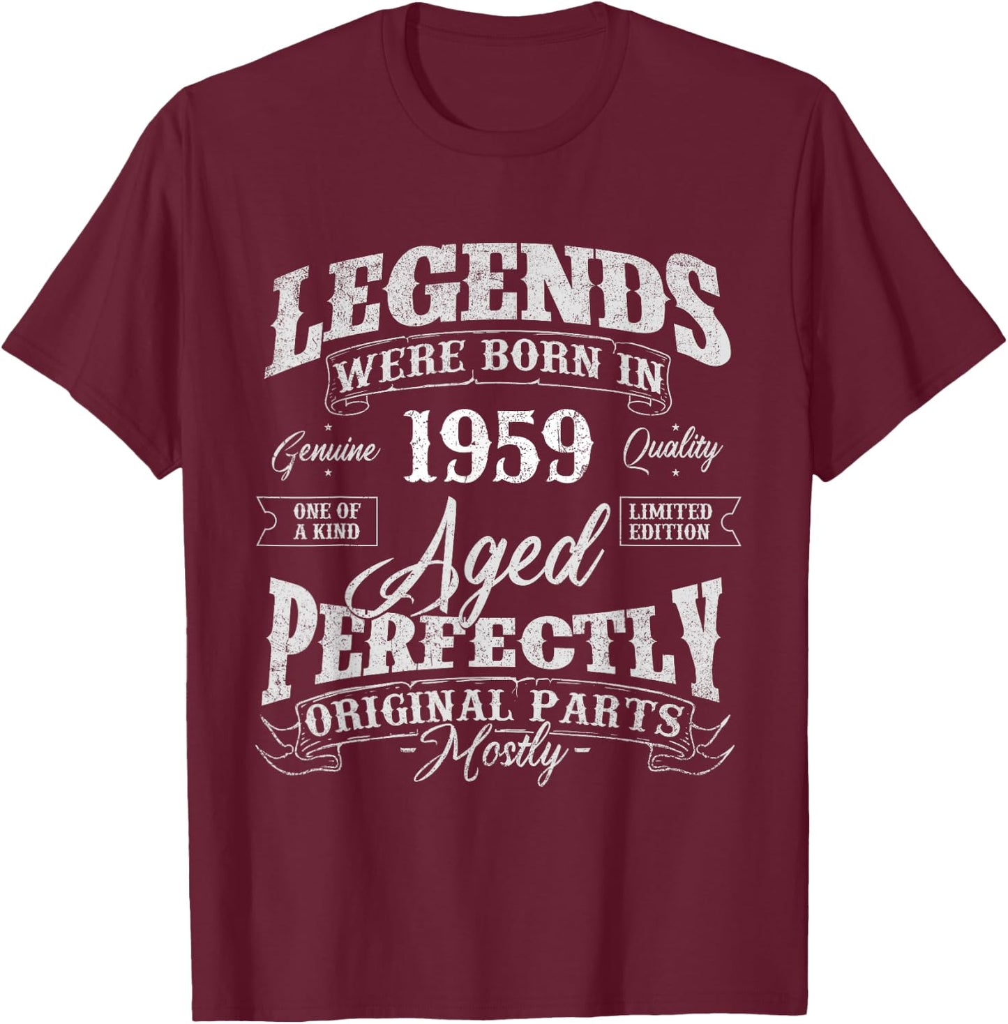 Legends Were Born In 1959 Year Of Birth Birthday T-Shirt - T-Shirt | Maroon
