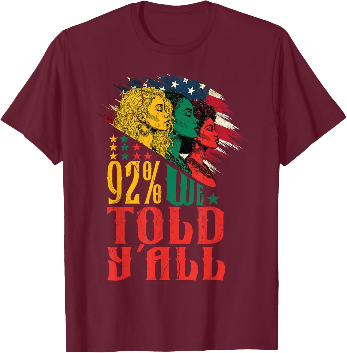 Black History Month Afrian American We Told Yall Juneteenth T-Shirt - T-Shirt | Maroon