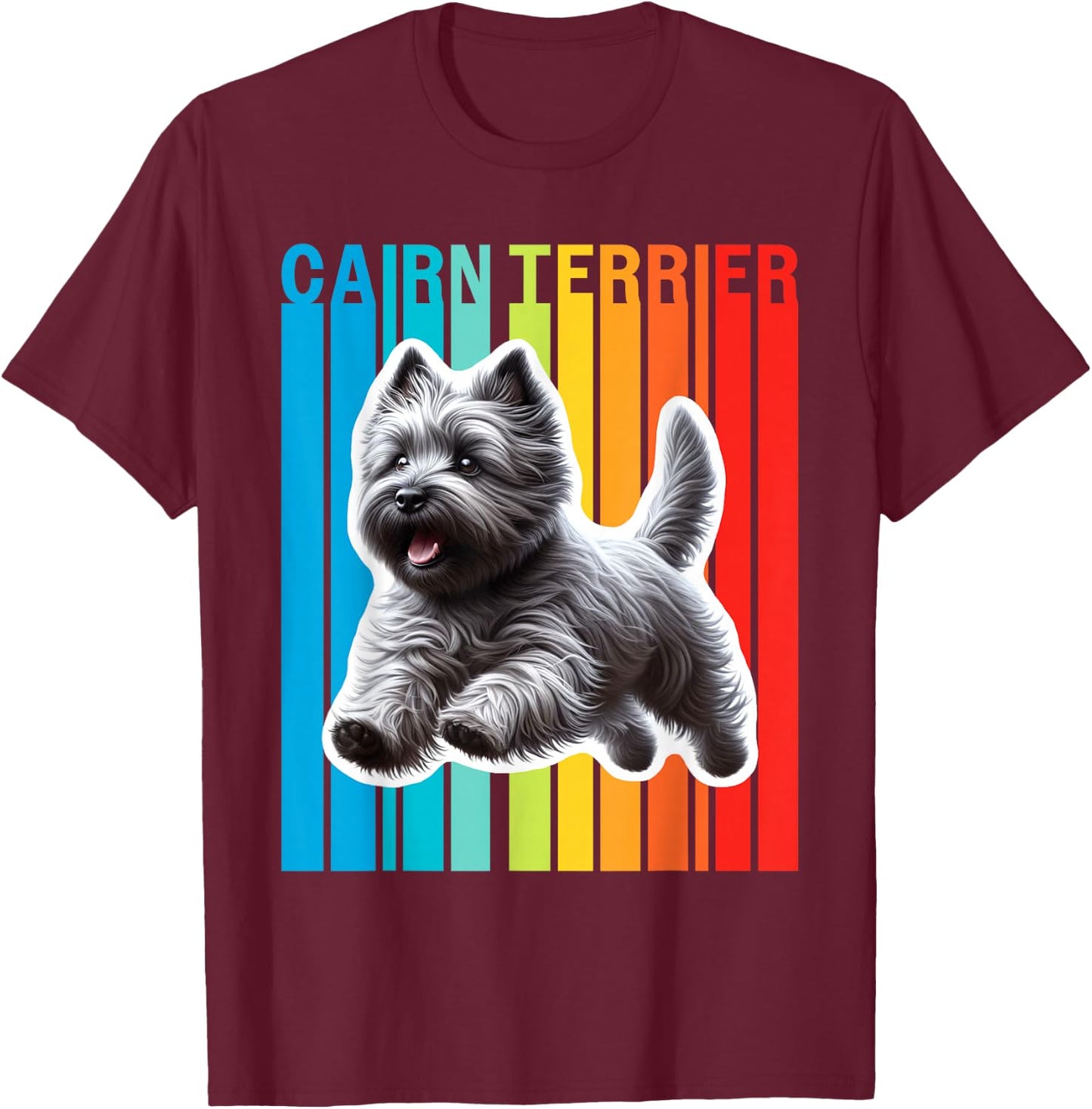 Colorful Cairn Terrier T-Shirt - T-Shirt | Maroon