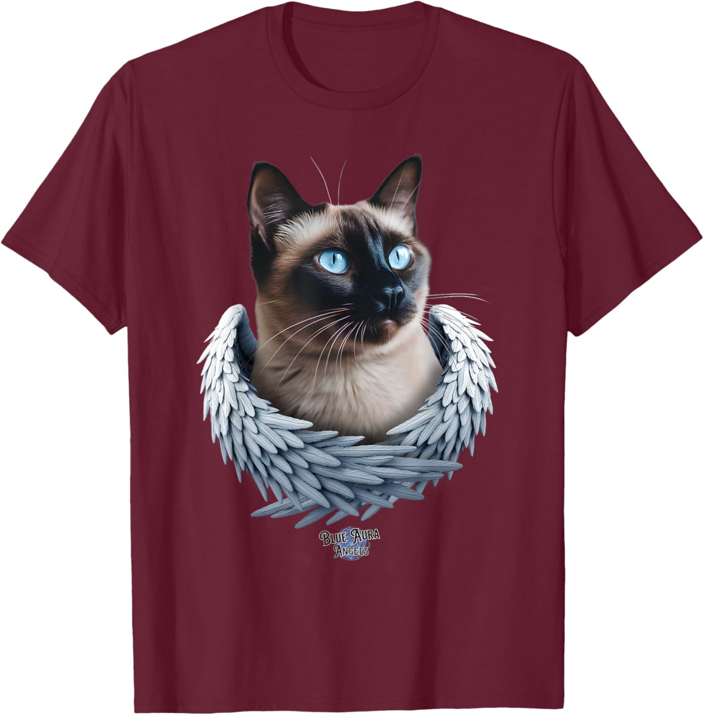 Siamese Cat Memorial Angel T-Shirt - T-Shirt | Maroon