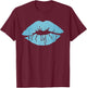 Women's Kiss Lips Blue Lips Blue Lipstick Blue Kiss T-Shirt - T-Shirt | Maroon