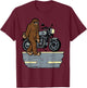 Biker Bigfoot Sasquatch Motorcycle Motorbike Men Kids Women T-Shirt - T-Shirt | Maroon