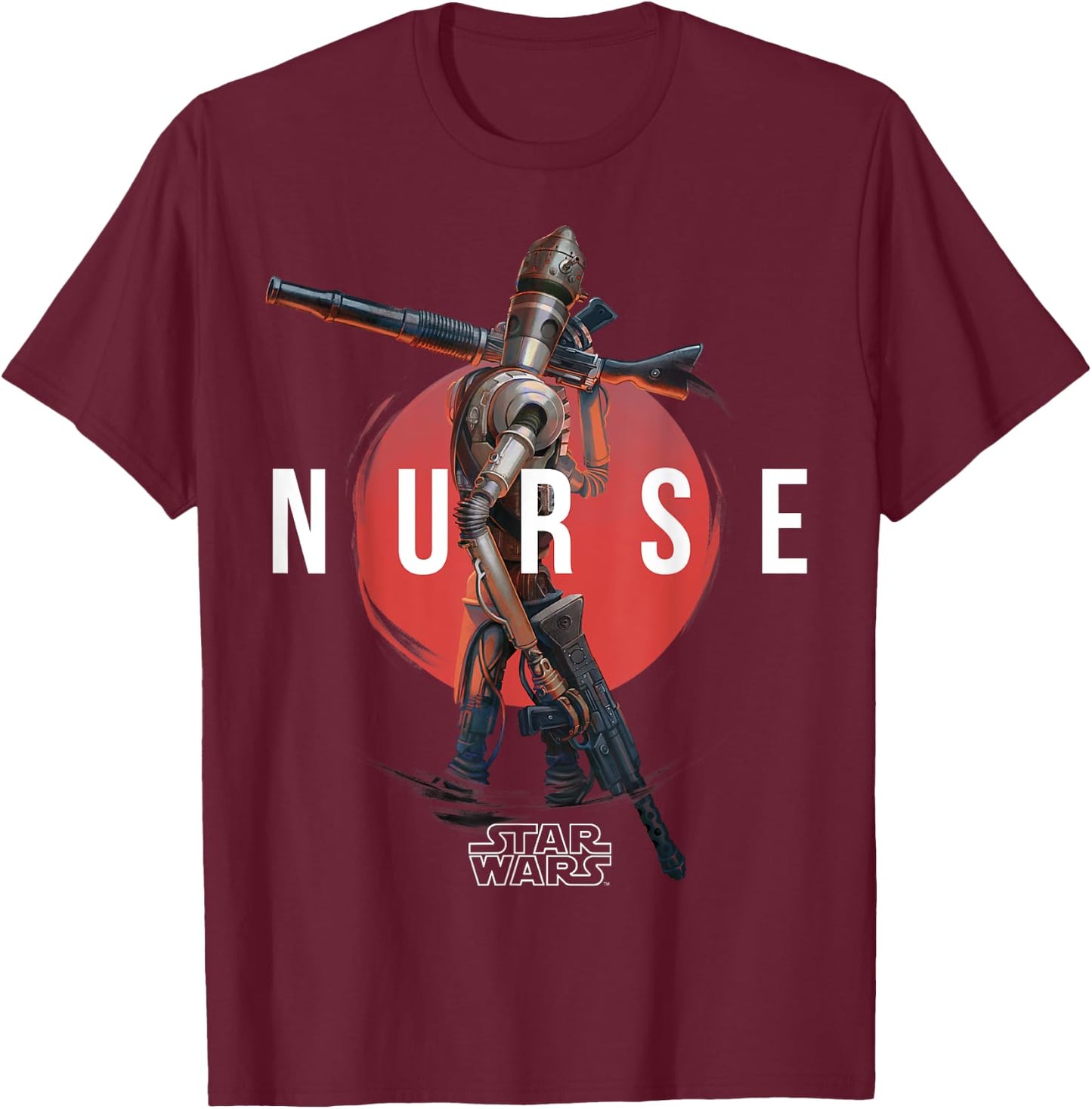 Star Wars The Mandalorian IG-11 Nurse Droid Red Sun Portrait T-Shirt - T-Shirt | Maroon