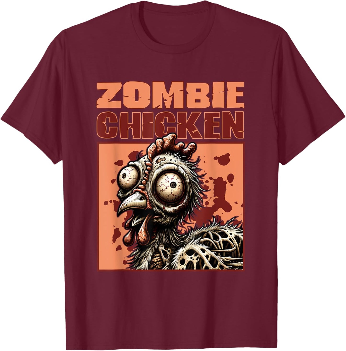 Zombie Chicken Gothic Horror T-Shirt - T-Shirt | Maroon