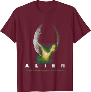 Aliens In Space No One Can Hear You Scream Distressed Logo T-Shirt - T-Shirt | Maroon
