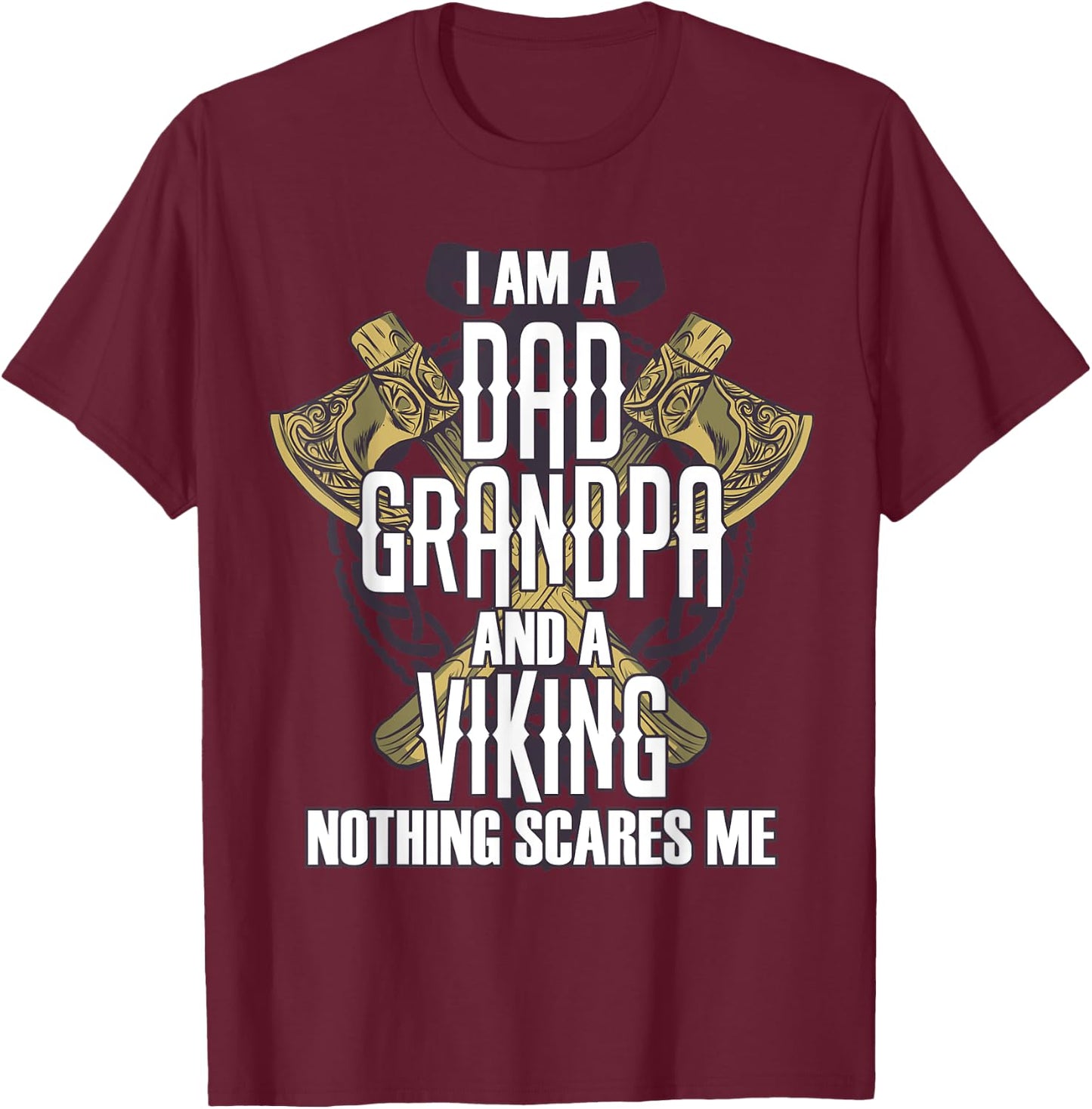 Father Grandpa Viking Scandinavia Warrior Walhalla Gift T-Shirt - T-Shirt | Maroon