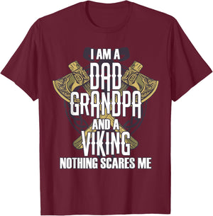 Father Grandpa Viking Scandinavia Warrior Walhalla Gift T-Shirt - T-Shirt | Maroon