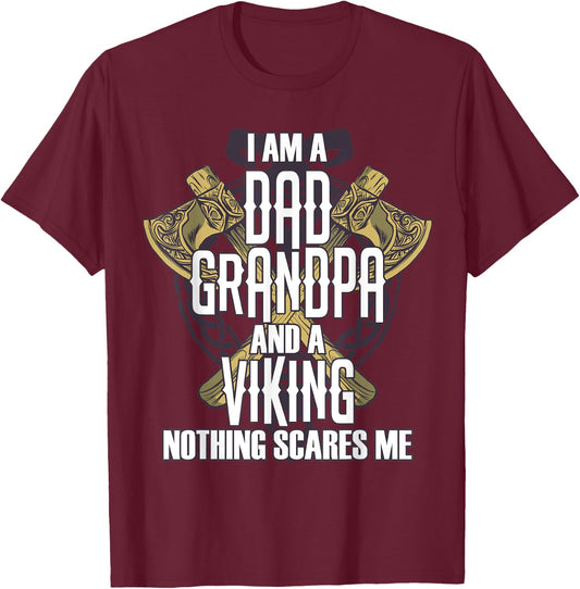 Father Grandpa Viking Scandinavia Warrior Walhalla Gift T-Shirt - T-Shirt | Maroon