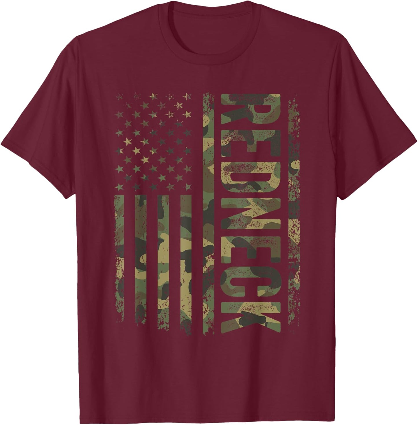 Redneck Army Camouflage American Flag Desert Camo T-Shirt - T-Shirt | Maroon