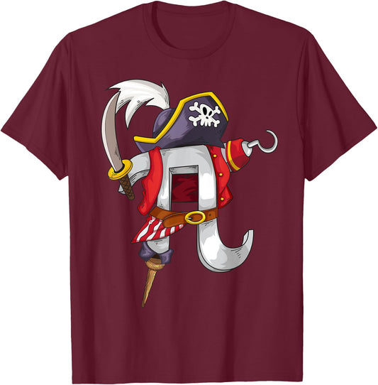 Pi Pirate | Cool Pi Mathematics Lovers Funny Math Gift T-Shirt - T-Shirt | Maroon