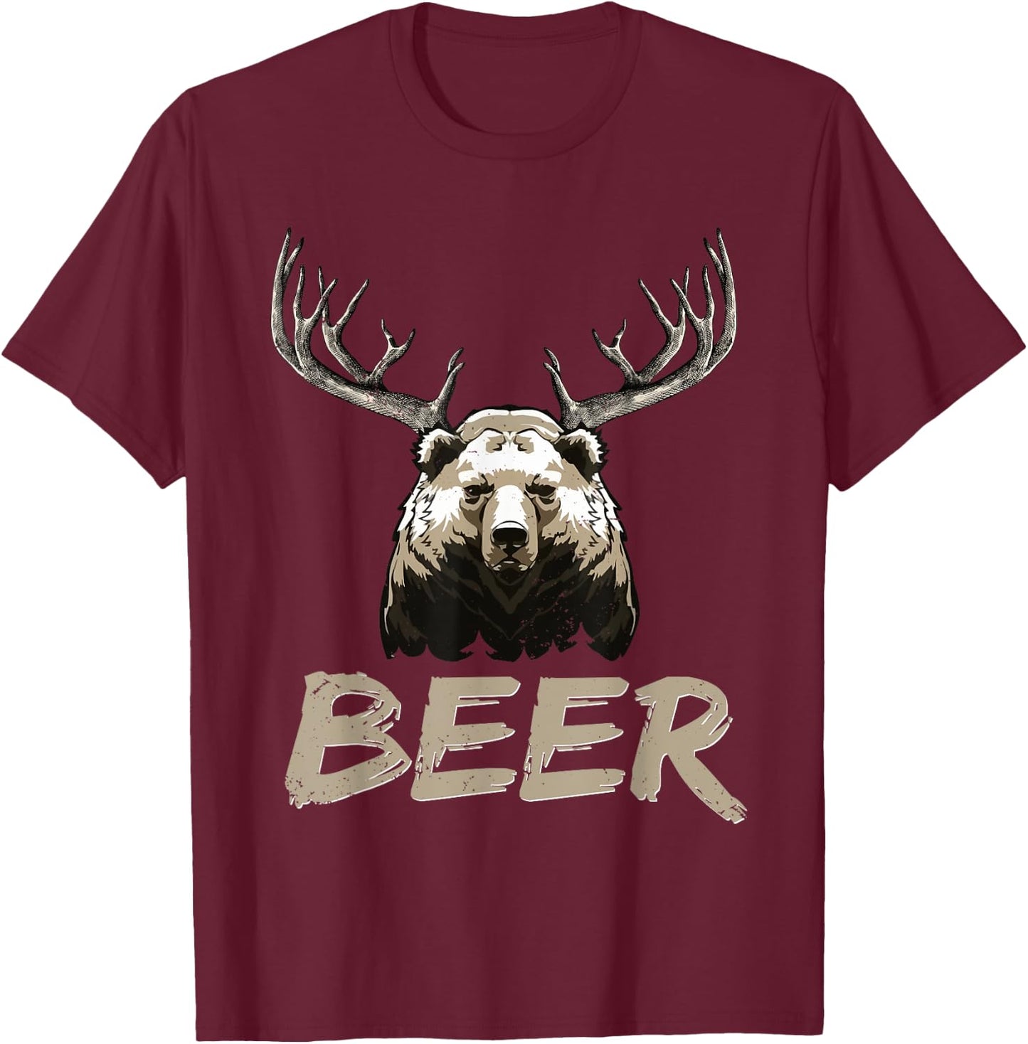 Bear Deer Beer Beer Lovers Drinkers Men Women T-Shirt - T-Shirt | Maroon