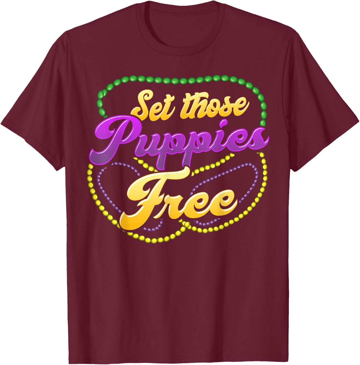 Mardis Gras Festival Beads, Boobs. T-Shirt - T-Shirt | Maroon