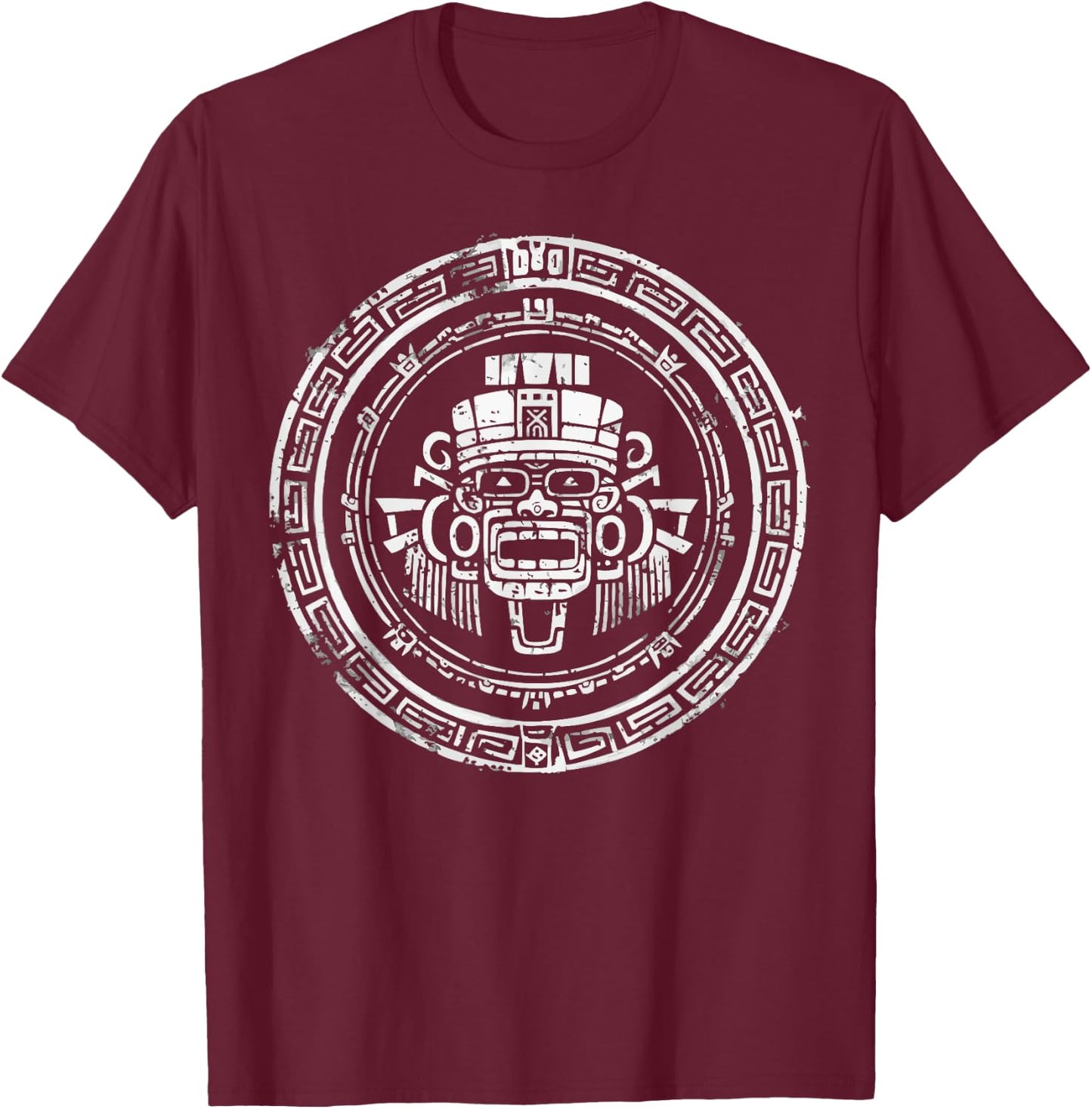 Aztec God Aztec Culture Mayan Indigenous Tlaloc Statue T-Shirt - T-Shirt | Maroon