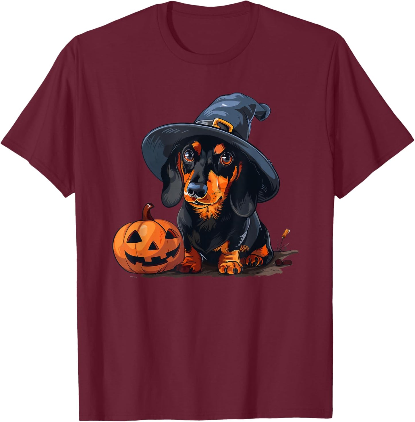 Cute Halloween Costume Dachshund Witch Dog Lover Design T-Shirt - T-Shirt | Maroon