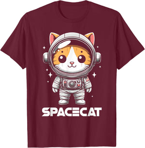 Spacecat Astronaut Cat Kitten Spaceman Cosmonaut T-Shirt - T-Shirt | Maroon