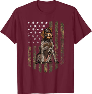 Camo American Flag German Wirehaired Pointer 4th of July USA T-Shirt - T-Shirt | Maroon