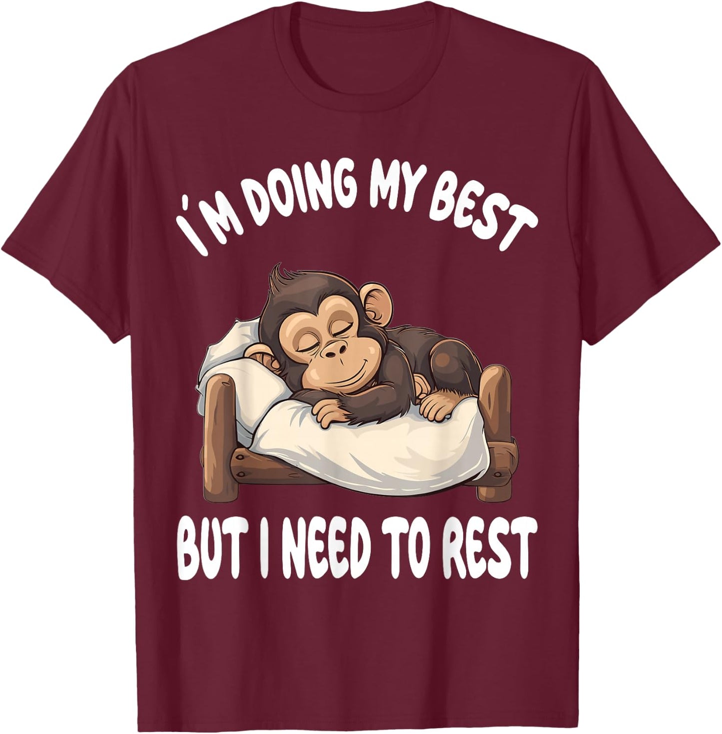 Monkey Ape Official Sleepshirt Pajamas Nightgown T-Shirt - T-Shirt | Maroon