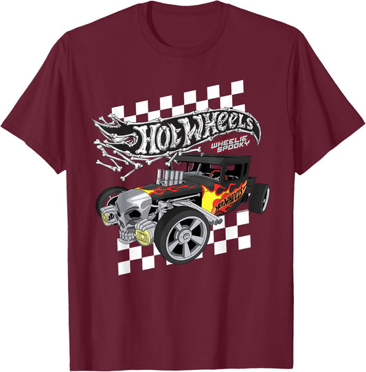 Hot Wheels - Bone Shaker Wheelie Spooky T-Shirt - T-Shirt | Maroon