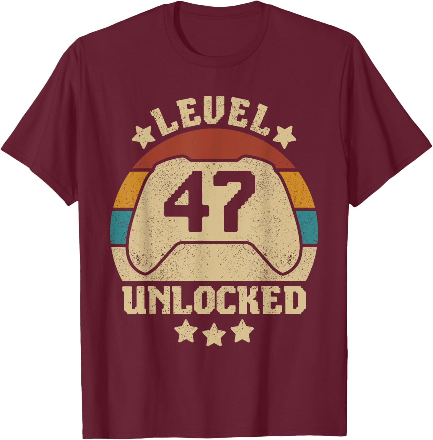 Level 47 Unlocked 47 Year Old Men Women Outfit 47th Birthday T-Shirt - T-Shirt | Maroon