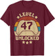 Level 47 Unlocked 47 Year Old Men Women Outfit 47th Birthday T-Shirt - T-Shirt | Maroon