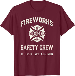 Cute 4th July FIREWORKS SAFETY CREW Pyro Director Team Dad T-Shirt - T-Shirt | Maroon