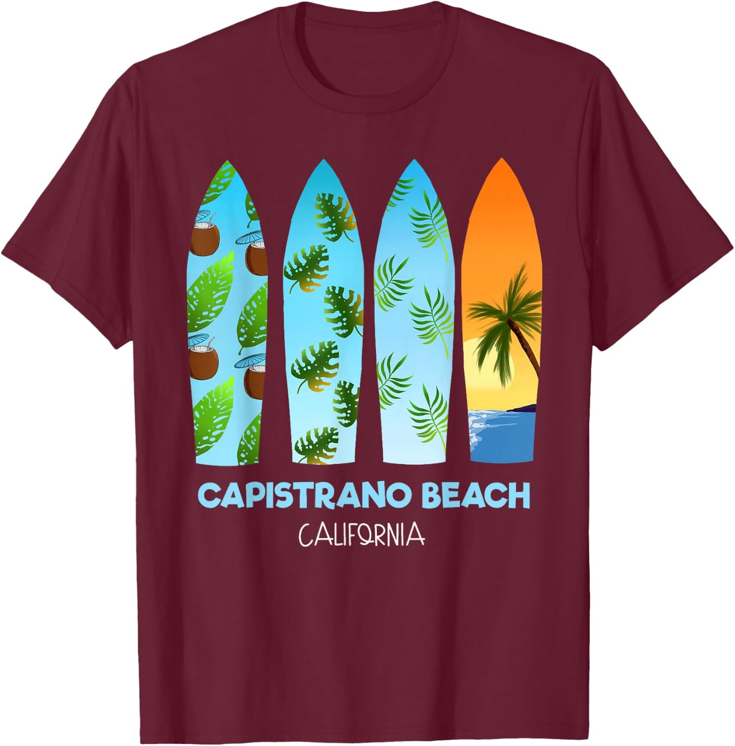 Capistrano Beach California T-Shirt - T-Shirt | Maroon