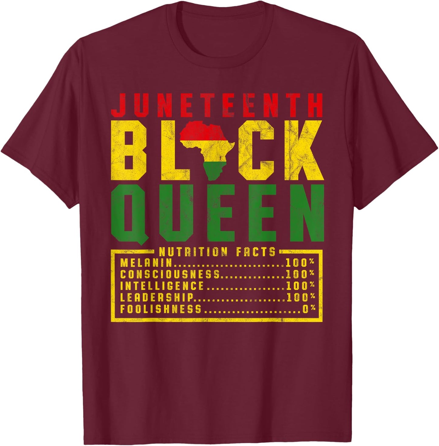 Juneteenth Women's Black Queen Diet Melanin Black Pride T-Shirt - T-Shirt | Maroon