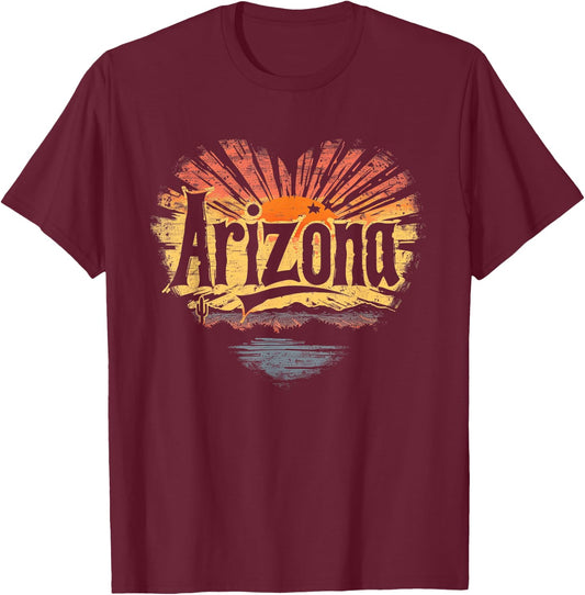 Arizona - Heart Vintage Love Women Kids Retro Graphic Cool T-Shirt - T-Shirt | Maroon
