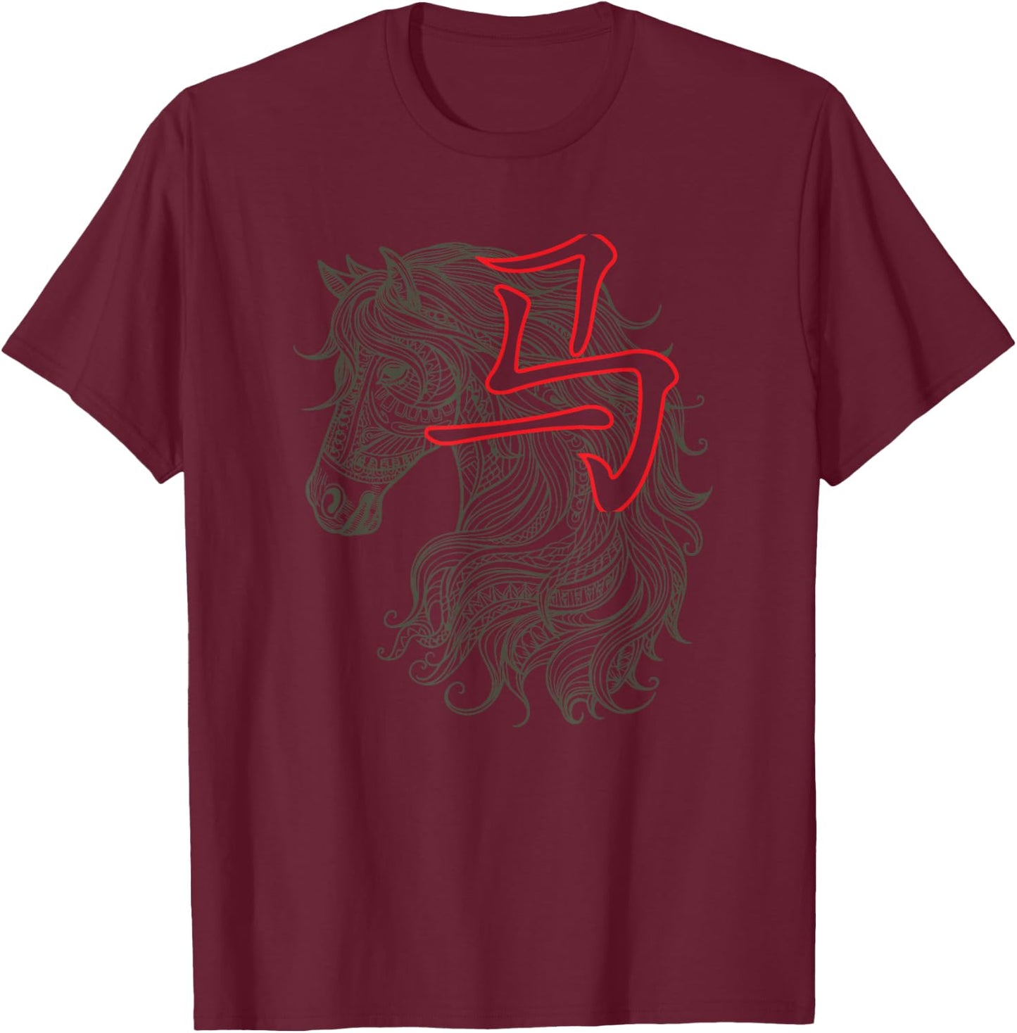 Chinese Lunar New Year Of The Horse 2026 Vietnamese Tet T-Shirt - T-Shirt | Maroon
