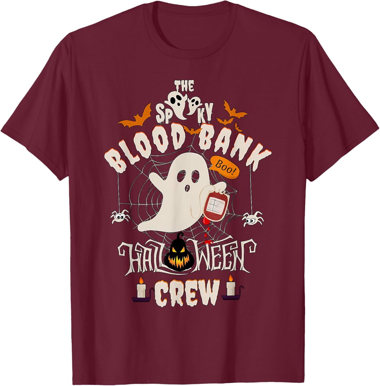 Spooky Blood Bank Halloween Medical Lab Science Laboratory T-Shirt - T-Shirt | Maroon