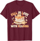 Fall In Love With Reading Books Autumn Pumpkin Fall T-Shirt - T-Shirt | Maroon