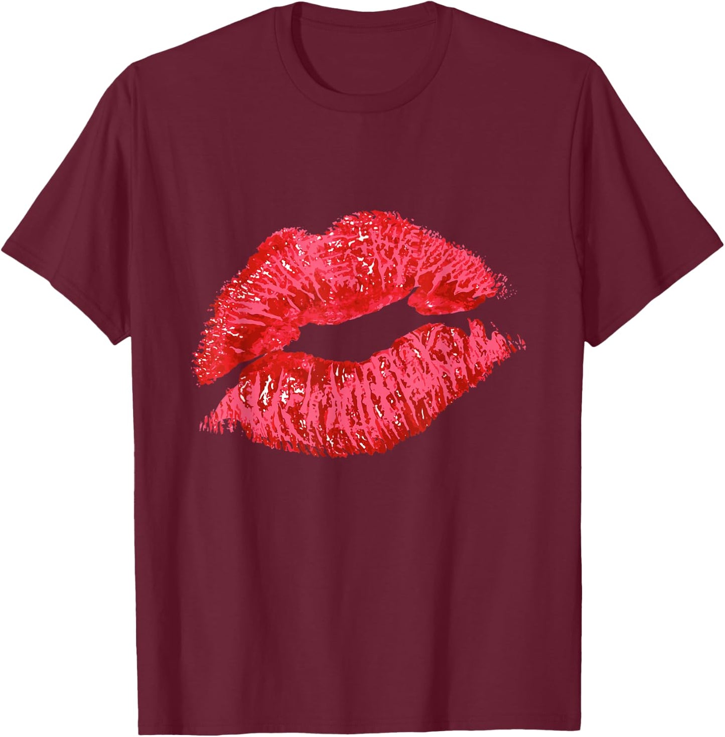 Sexy Lips Red Lipstick Kiss T-Shirt - T-Shirt | Maroon