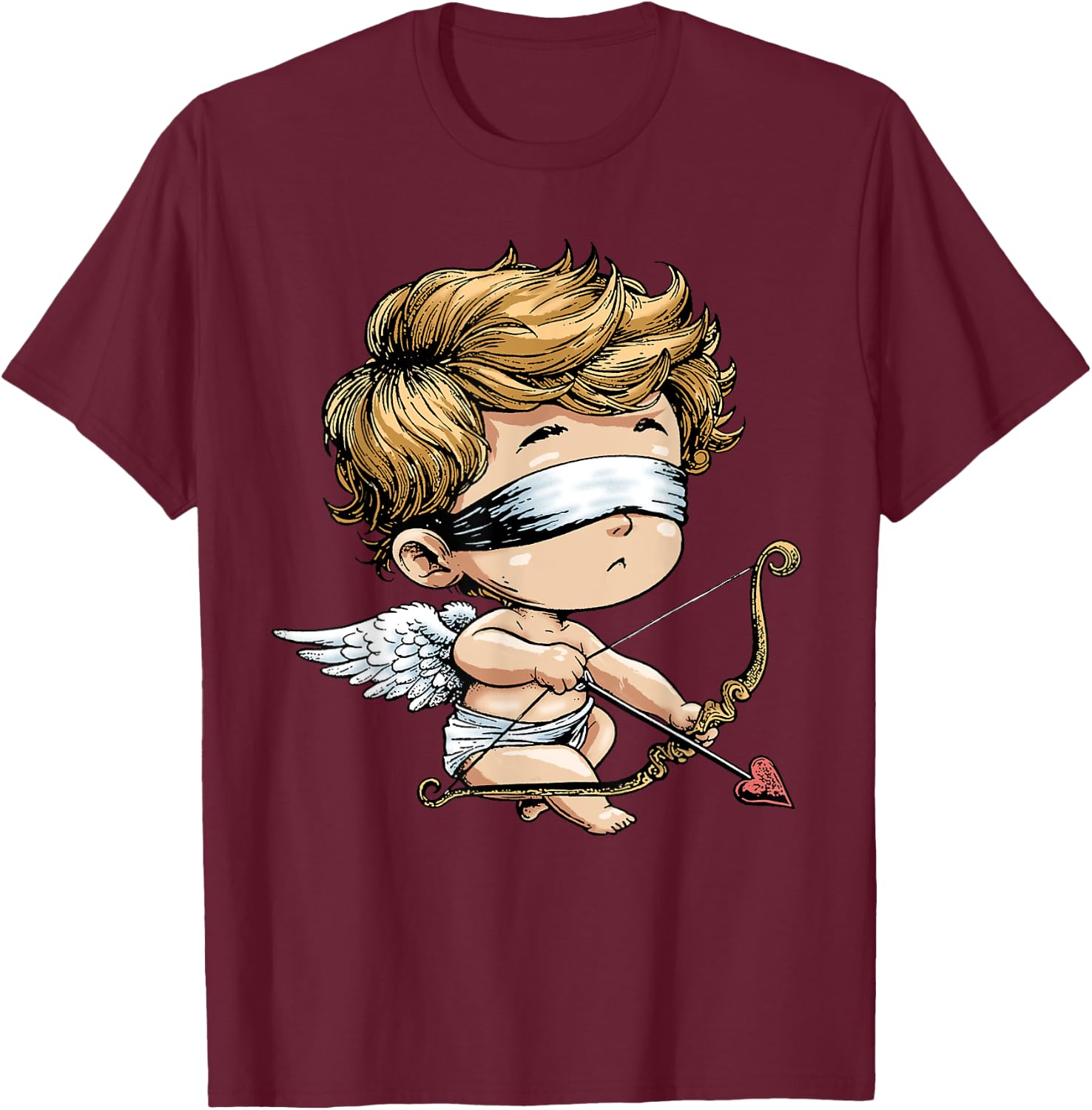 Angel Cupid Shirt Funny Love Blind Cupid Valentines Day T-Shirt - T-Shirt | Maroon