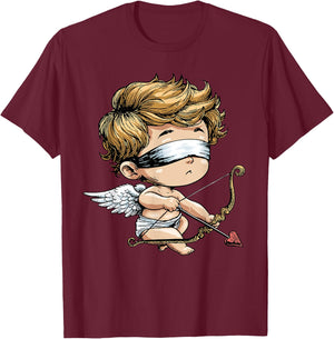 Angel Cupid Shirt Funny Love Blind Cupid Valentines Day T-Shirt - T-Shirt | Maroon