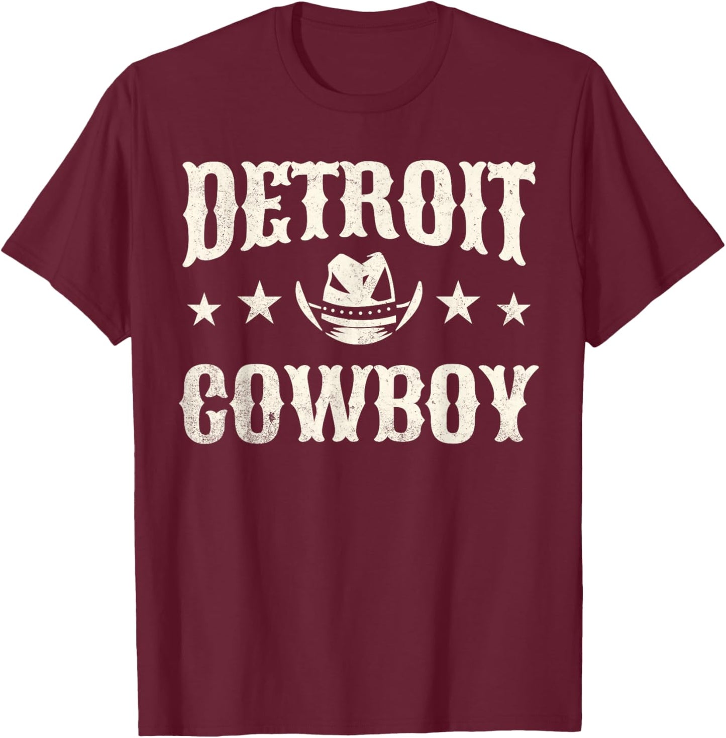 Detroit Cowboy Western Lover Country Music T-Shirt - T-Shirt | Maroon