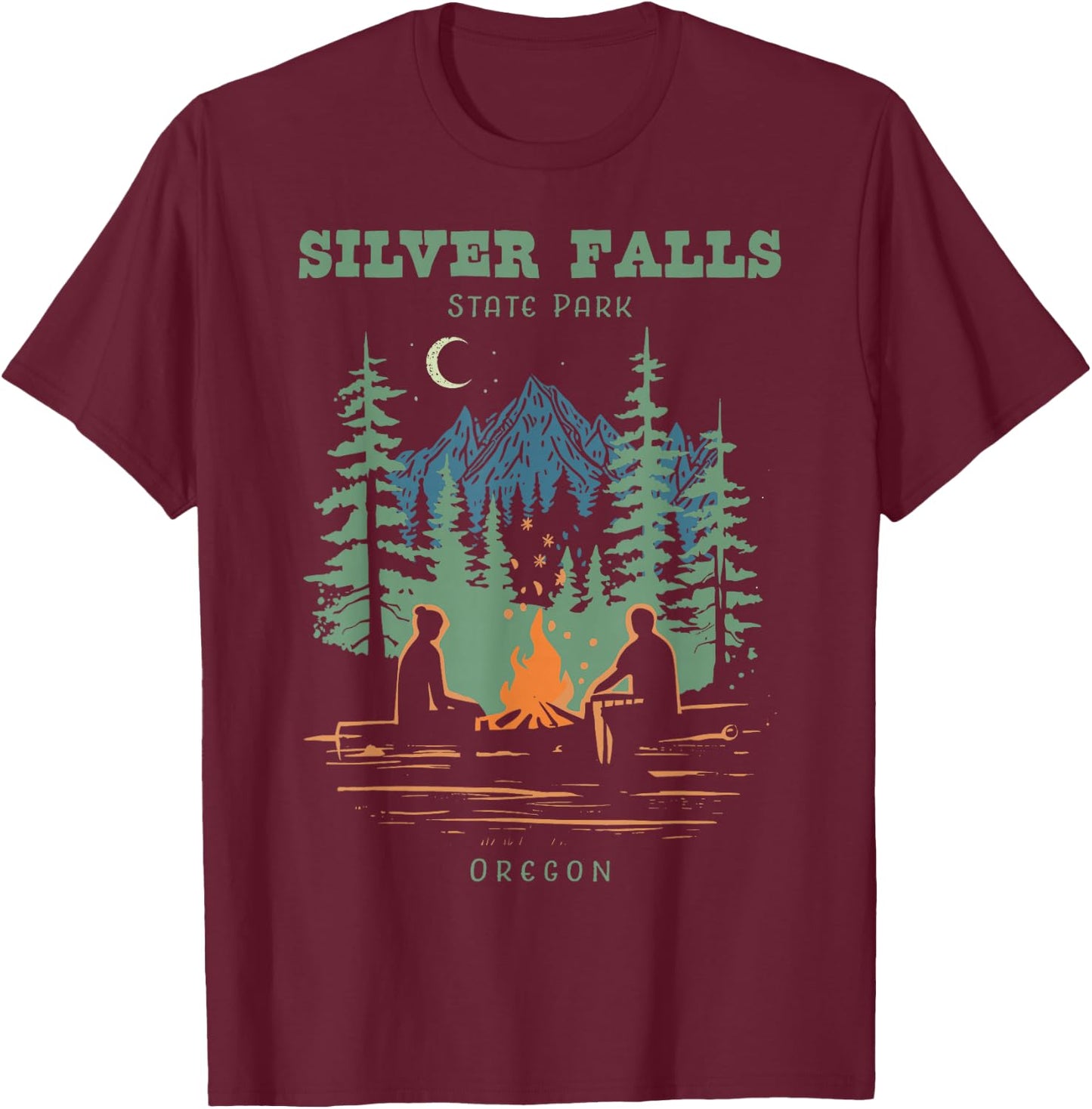 Silver Falls State Park Oregon Retro Vintage T-Shirt - T-Shirt | Maroon