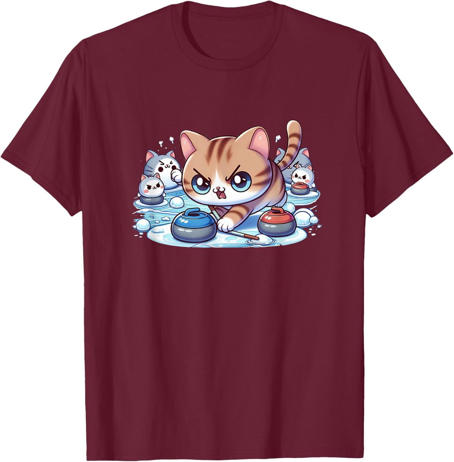 Cats Curling T-Shirt - T-Shirt | Maroon