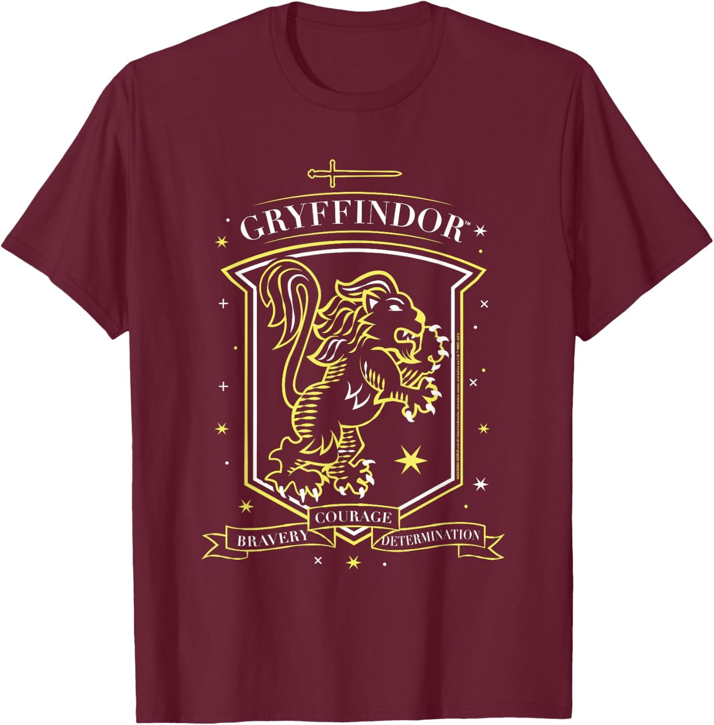 Harry Potter Hand Drawn Gryffindor Shield T-Shirt - T-Shirt | Maroon