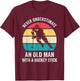 Never underestimate an old man with a hockey stick funny T-Shirt - T-Shirt | Maroon