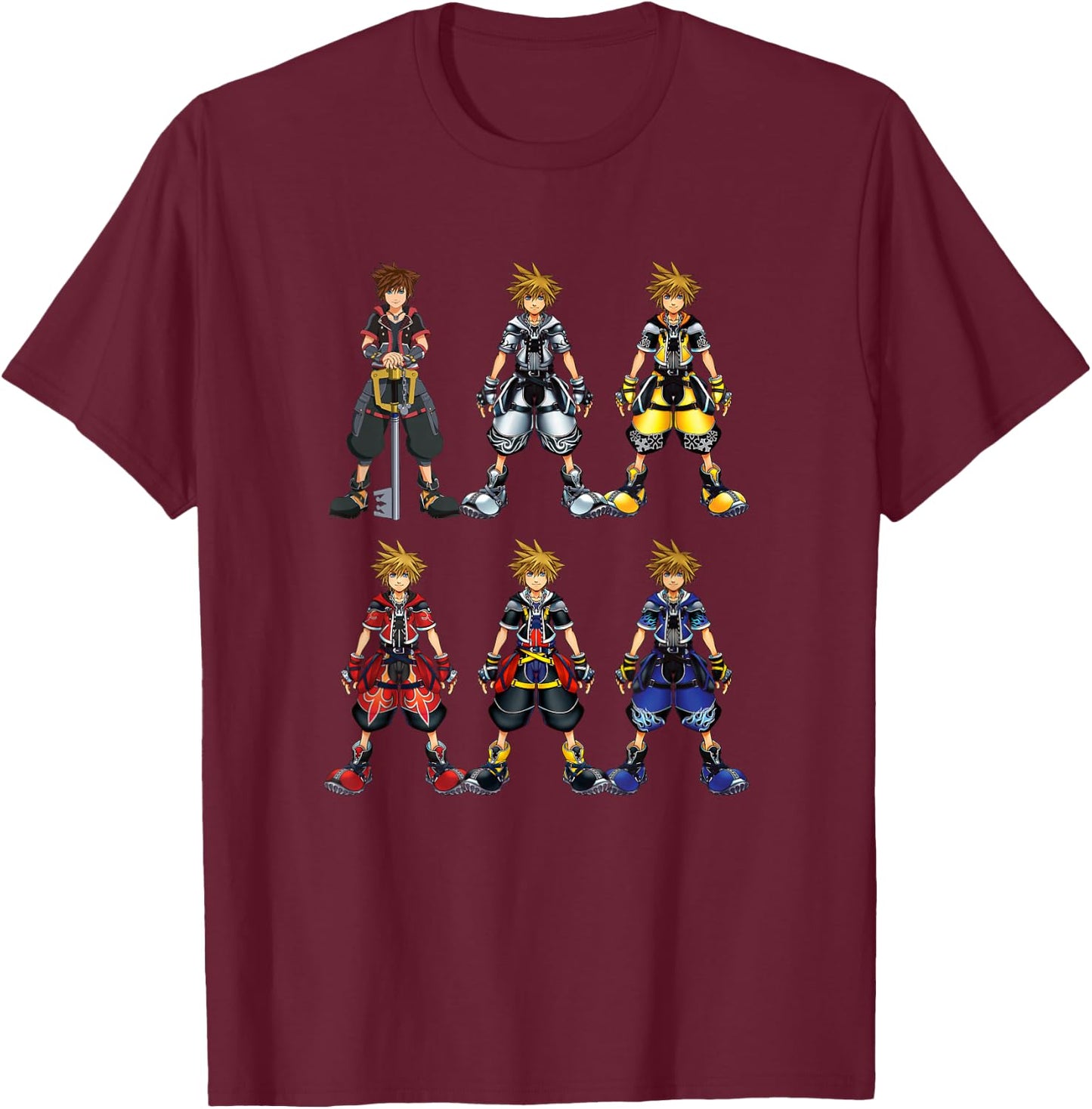 Disney Kingdom Hearts Sora Epic Costumes Collage Chest Logo T-Shirt - T-Shirt | Maroon