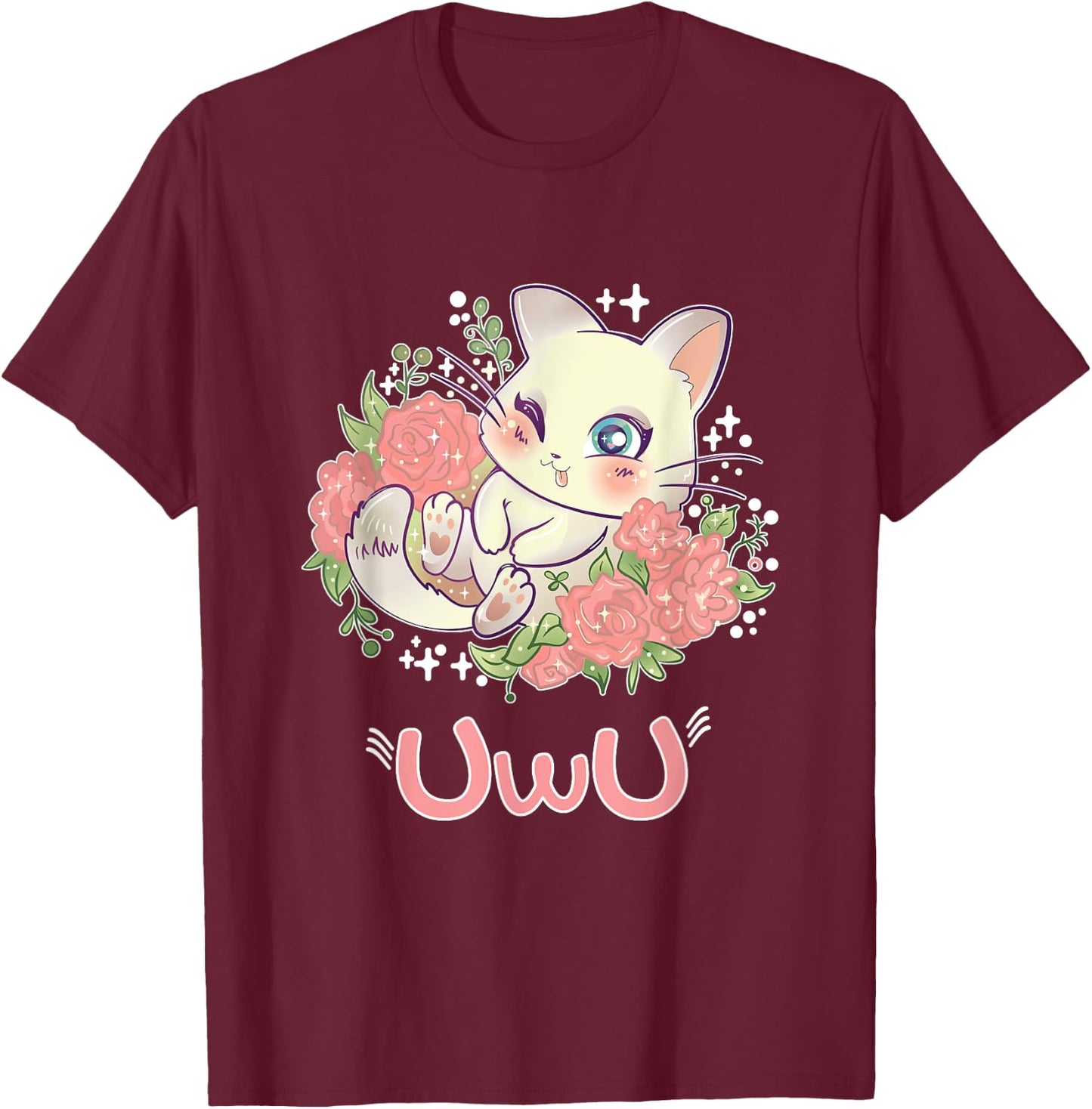 Kawaii I UwU Cat I Kawaii Meme Cute Japan Anime Kitten T-Shirt - T-Shirt | Maroon