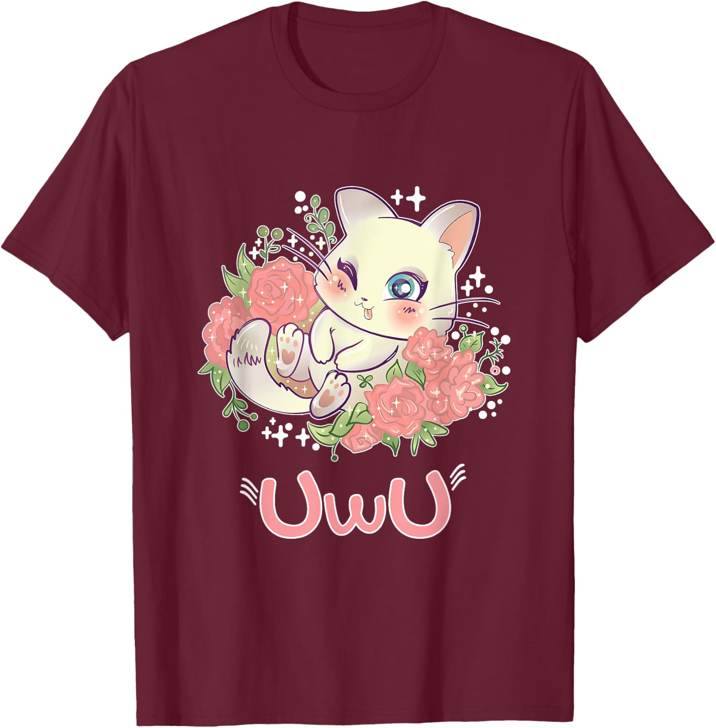 Kawaii I UwU Cat I Kawaii Meme Cute Japan Anime Kitten T-Shirt - T-Shirt | Maroon