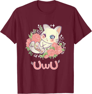 Kawaii I UwU Cat I Kawaii Meme Cute Japan Anime Kitten T-Shirt - T-Shirt | Maroon