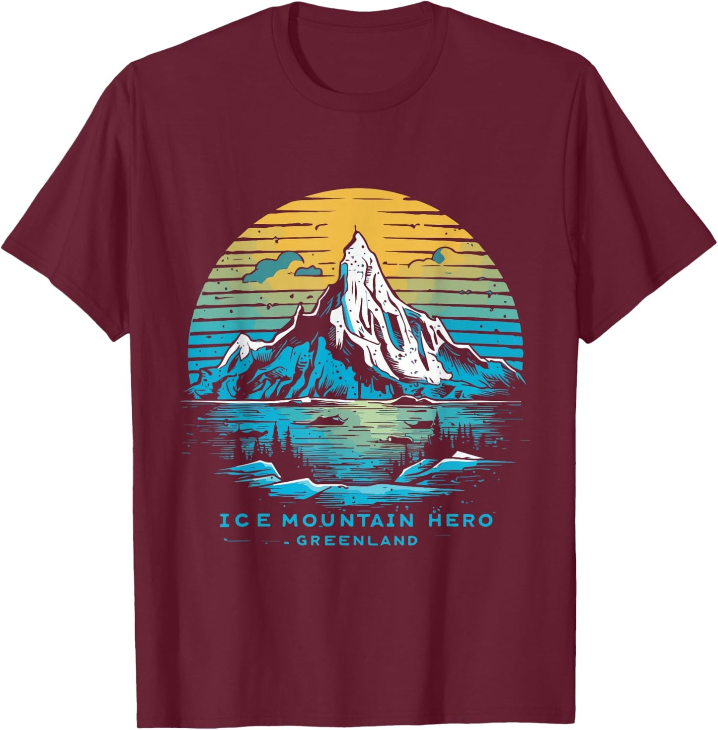 Ice Mountain Greenland Souvenir T-Shirt - T-Shirt | Maroon